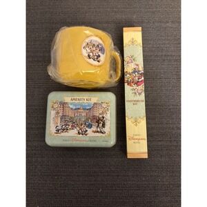 3 Pc Lot Tokyo Disneyland‎ Hotel Amenity Kit Tin Cup Toothbrush New Sealed
